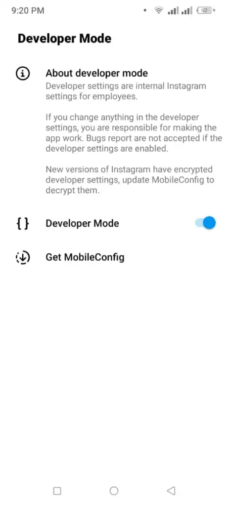 Developer Mode