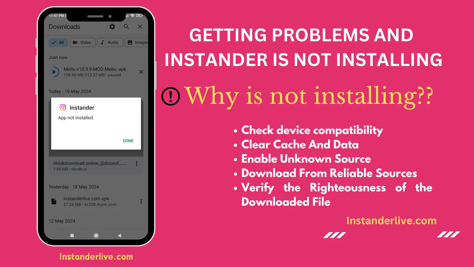 Instander Is Not Installing