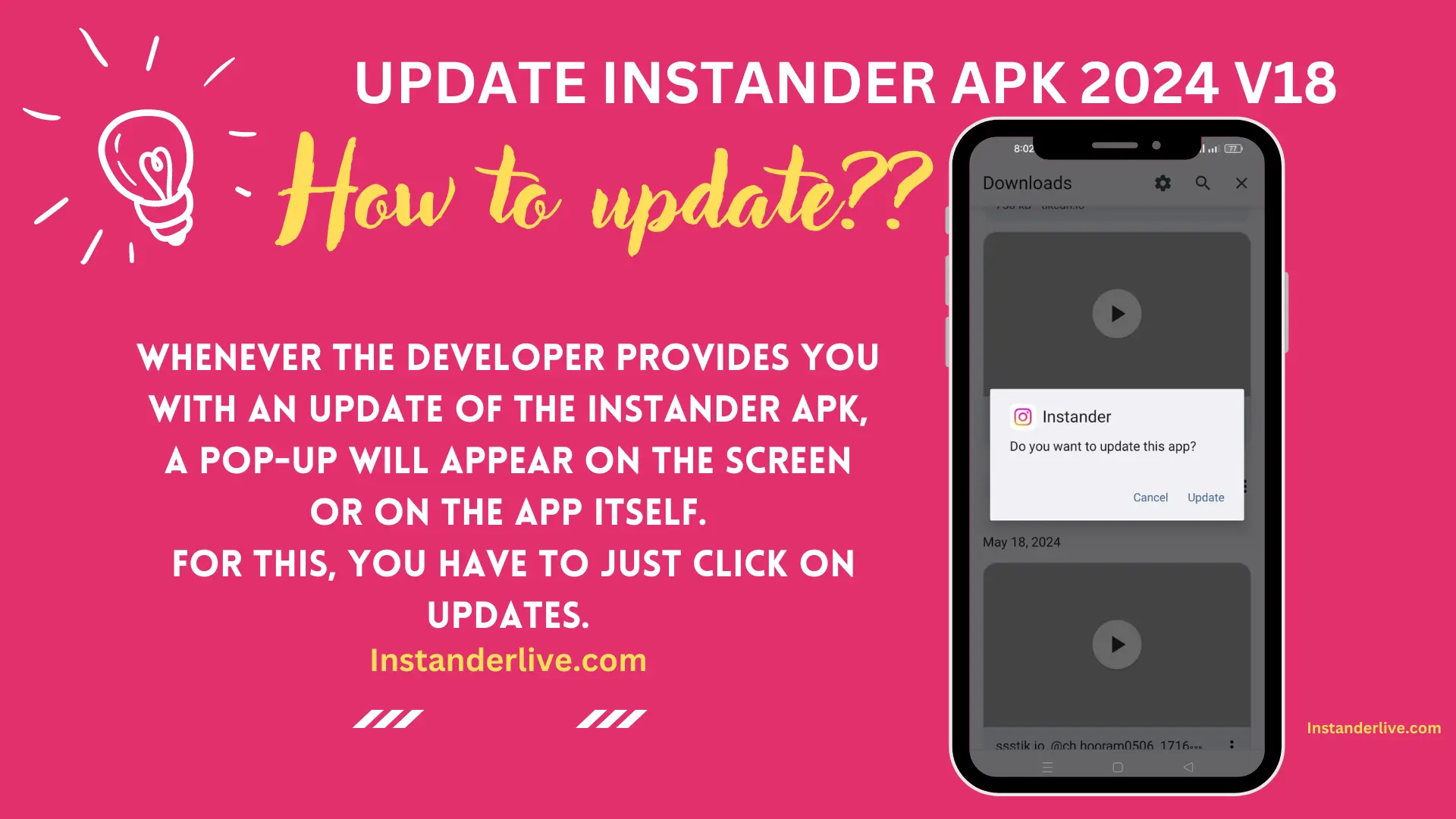 How to update Instander APK